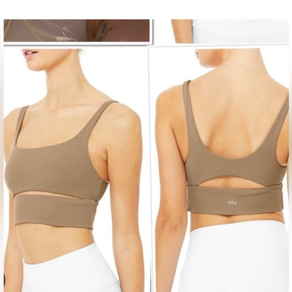 ALO Yoga Split Ribbed Bra Top - Picture 1 of 10